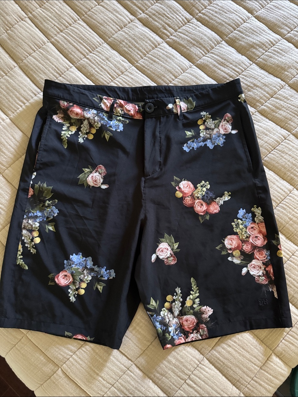 Albion Black Floral Print Swim Shorts XL